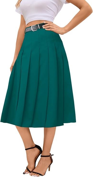 Fustă plisată midi pentru femei - stil urban elegant (tăiere 3D, material poliester, model monocrom, lungime midi, primăvara 2025)