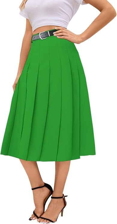 Fustă plisată midi pentru femei - stil urban elegant (tăiere 3D, material poliester, model monocrom, lungime midi, primăvara 2025)