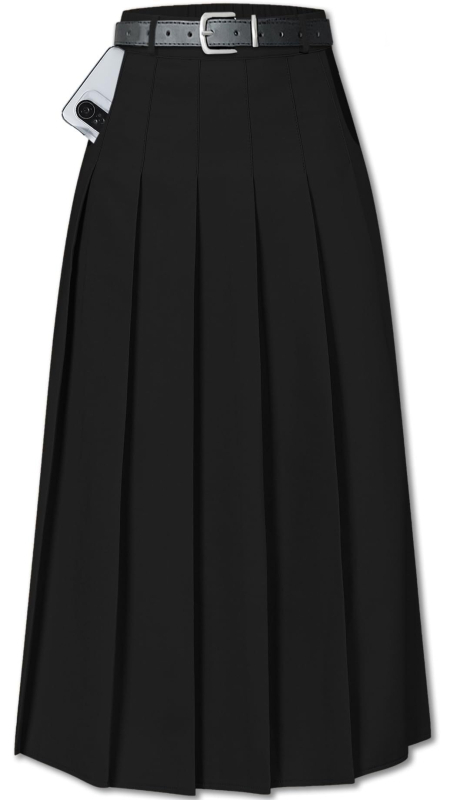 Fustă plisată midi pentru femei - stil urban elegant (tăiere 3D, material poliester, model monocrom, lungime midi, primăvara 2025)