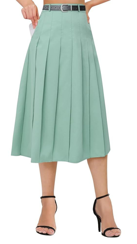 Fustă plisată midi pentru femei - stil urban elegant (tăiere 3D, material poliester, model monocrom, lungime midi, primăvara 2025)