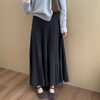 Plisirana midi suknja od akril vlakna, sadržaj 30–50%, srednja duljina, mikroelastičnost, elegantan uredski stil