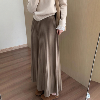 Plisirana midi suknja od akril vlakna, sadržaj 30–50%, srednja duljina, mikroelastičnost, elegantan uredski stil