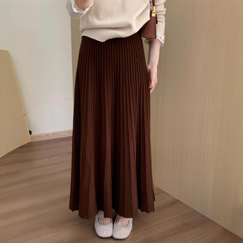 Plisirana midi suknja od akril vlakna, sadržaj 30–50%, srednja duljina, mikroelastičnost, elegantan uredski stil