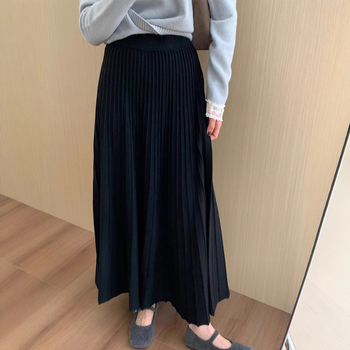 Plisirana midi suknja od akril vlakna, sadržaj 30–50%, srednja duljina, mikroelastičnost, elegantan uredski stil