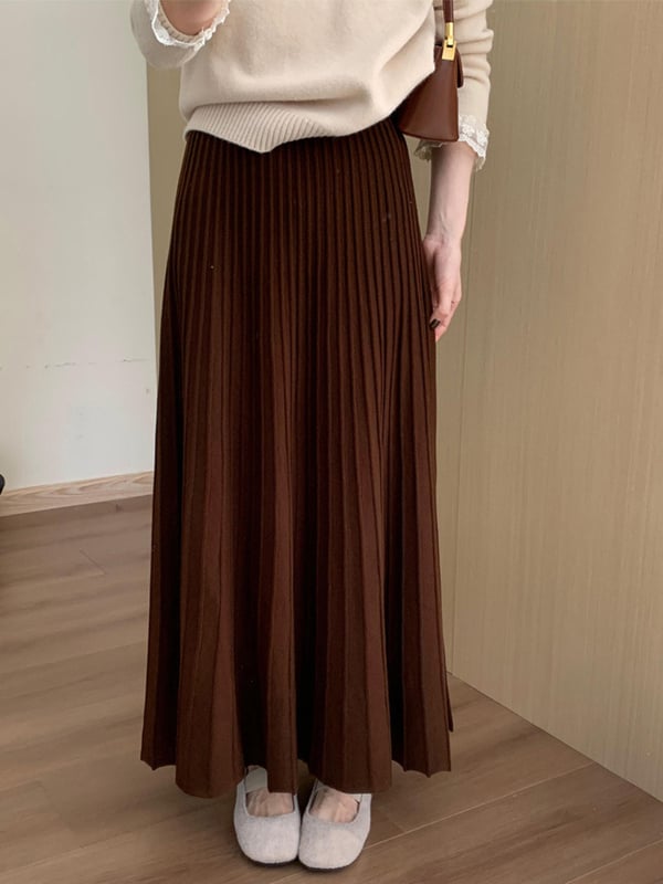 Plisirana midi suknja od akril vlakna, sadržaj 30–50%, srednja duljina, mikroelastičnost, elegantan uredski stil