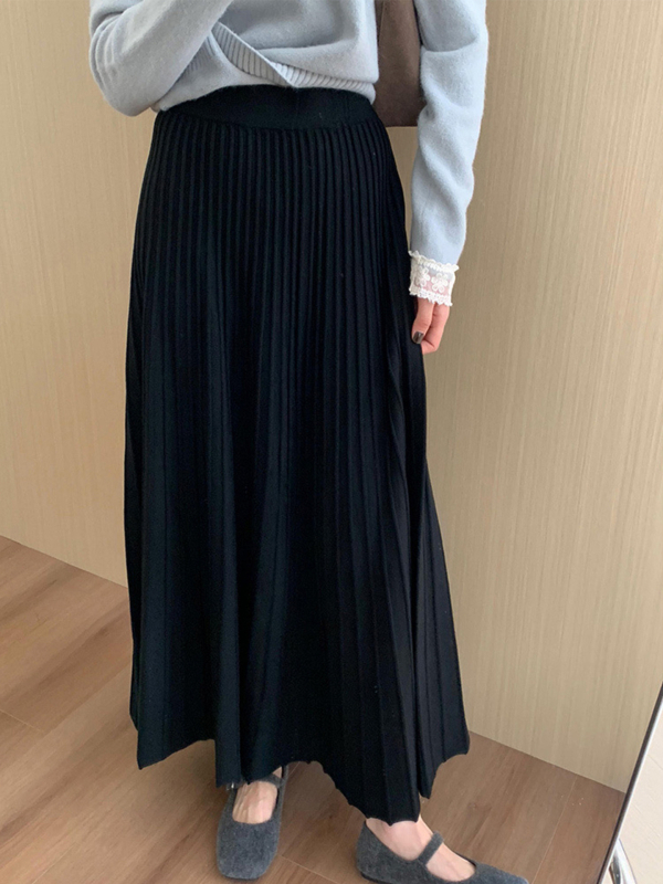 Plisirana midi suknja od akril vlakna, sadržaj 30–50%, srednja duljina, mikroelastičnost, elegantan uredski stil