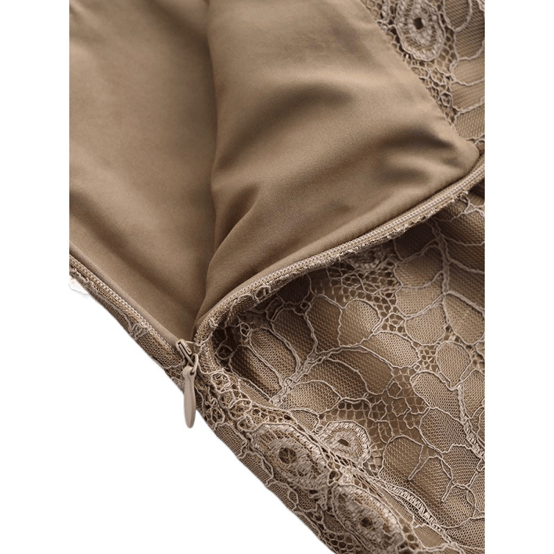 Suknja A-linije od čipke i mreže, visokim strukom, srednja duljina, ljeto 2024