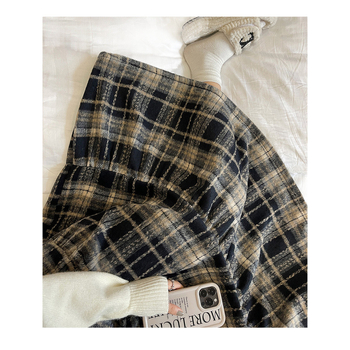 А-образна дълга пола с каре принт, полиестер, 95%+ основен материал, пролет 2025