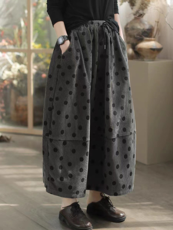 Corduroy A-linije duga suknja za žene, pamuk, književno retro stil, jesen