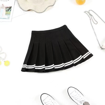 A-linijska plisirana kratka suknja s izšivkom; poliester tkanina s acetatnim vlaknom i spandexom; mikroelastična; ulični hipster stil