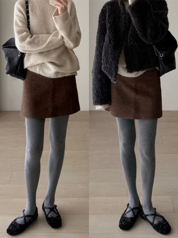 Fustă evazată tricotată din amestec bumbac-lână, conținut de lână sub 30%, iarna 2025