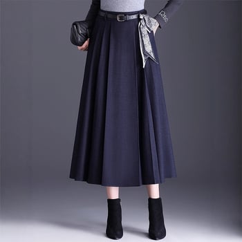 Ženska plisirana midi suknja, tkanina od pamuk‑umiješano s manje od 30% poliestera, mikroelastičnost, zimsko izdanje 2025