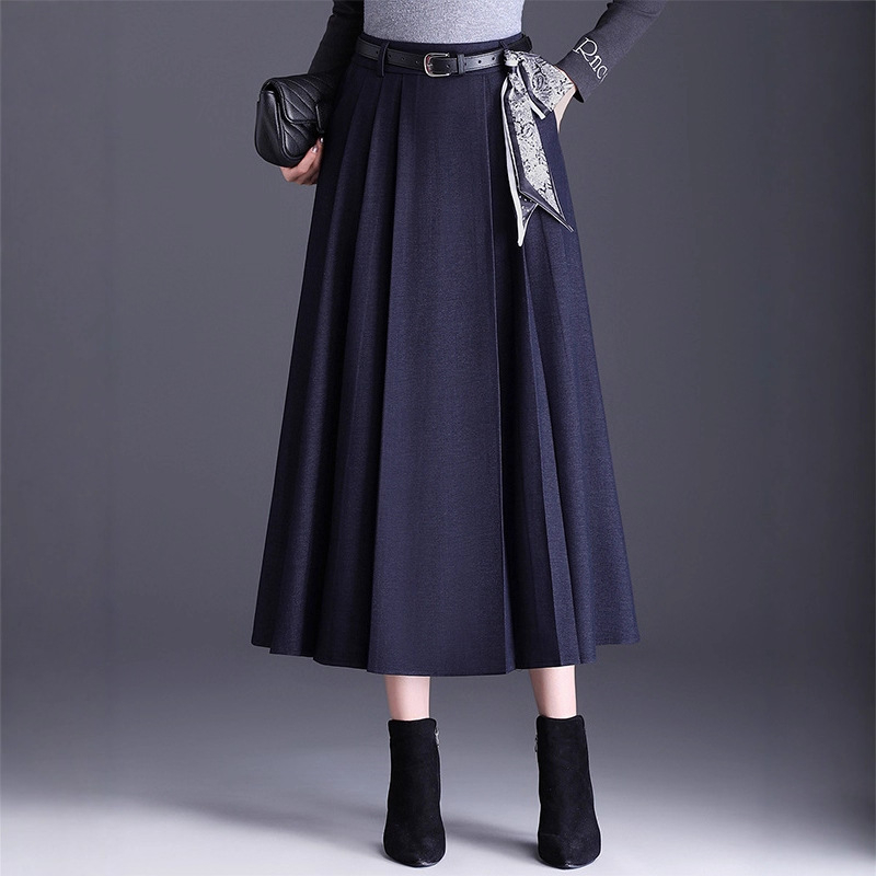 Ženska plisirana midi suknja, tkanina od pamuk‑umiješano s manje od 30% poliestera, mikroelastičnost, zimsko izdanje 2025