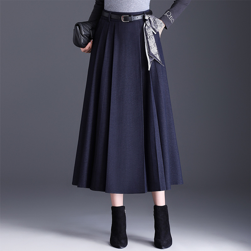 Ženska plisirana midi suknja, tkanina od pamuk‑umiješano s manje od 30% poliestera, mikroelastičnost, zimsko izdanje 2025