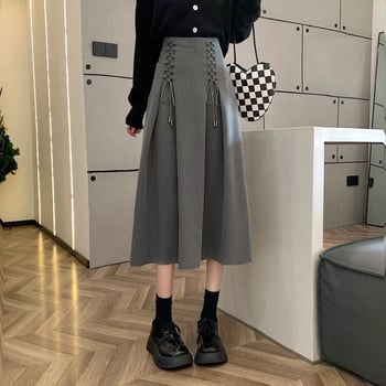 A-linijska suknja, jednostavan uzorak, poliester, srednje duljine, jesen 2023