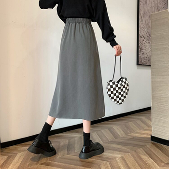 A-linijska suknja, jednostavan uzorak, poliester, srednje duljine, jesen 2023