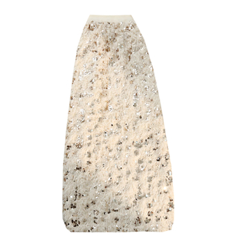 Suknja A-linije, srednje duljine, jednofarbni uzorak, Chenille tkanina, sadržaj Spandexa