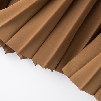 Fustă plisată, talie înaltă, lungime midi, model solid, țesătură crepe din poliester, 91-99% poliester și până la 10% elastan