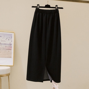 Fustă tip A-line, talie înaltă, deschidere în față, lungime medie, țesătură chenille-spandex