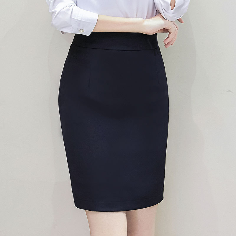 OL irodai szoknya, egyszínű, szövött anyag, poliészter, koreai stílus
