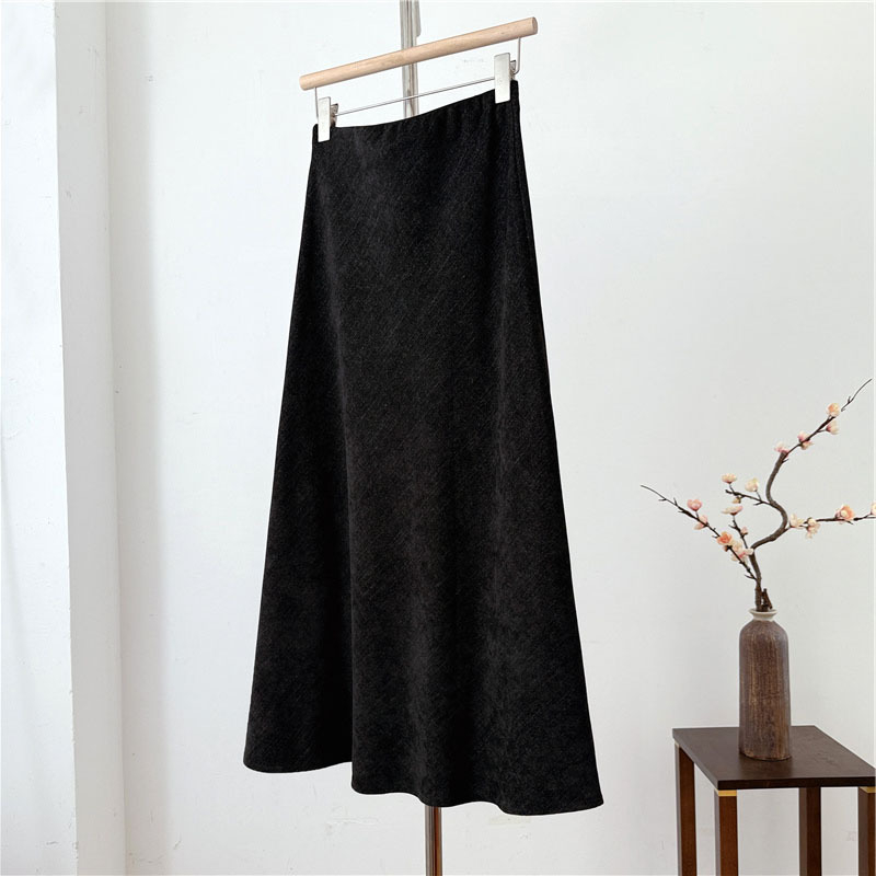 Fustă midi în linie A, talie înaltă, stil retro, țesătură poliester 50-70% conținut, toamnă 2025