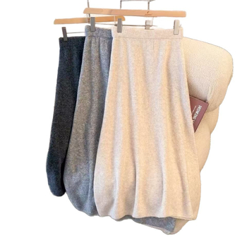 Ženska vunena pletena suknja, srednje duljine, visokim strukom, gusta tkanina, A-linija, elegantan poslovni stil