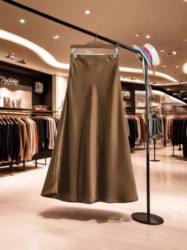 Magas derekú acetát-szatén fishtail midi szoknya nőknek