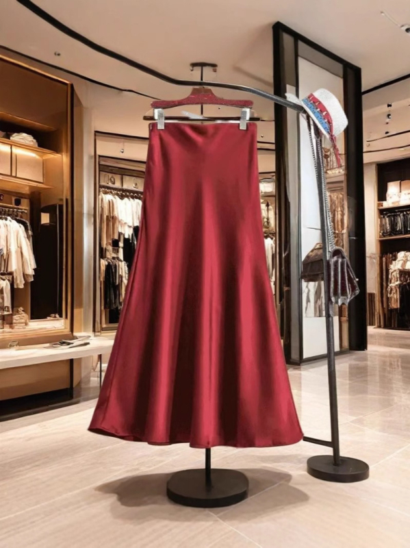 Magas derekú acetát-szatén fishtail midi szoknya nőknek