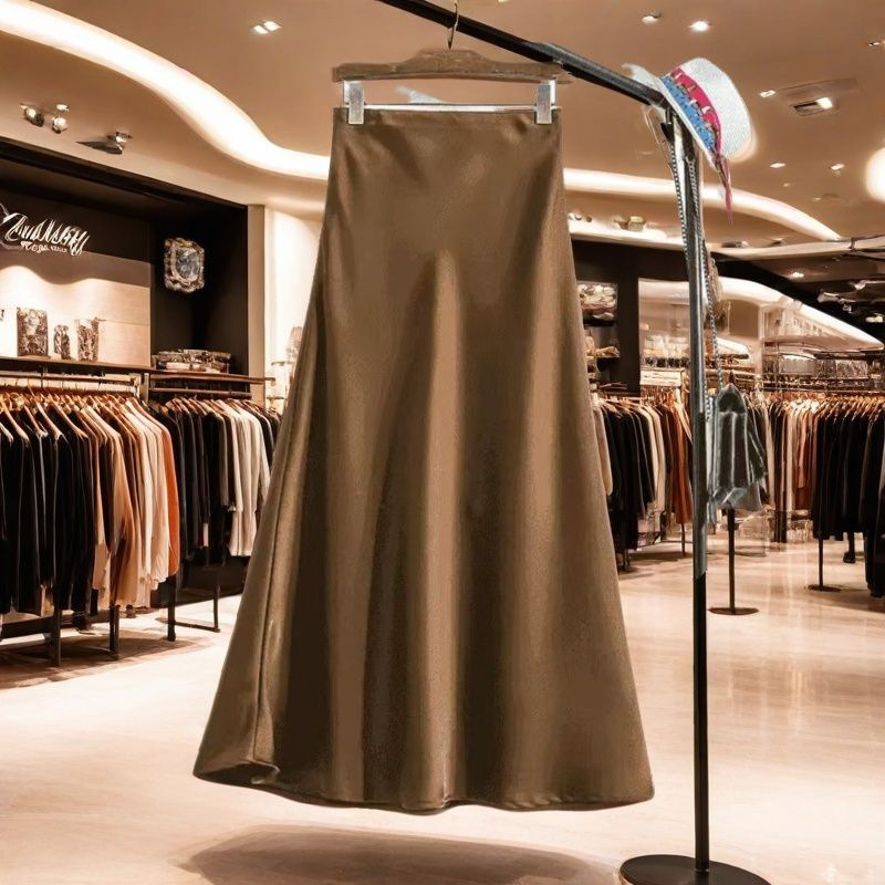 Magas derekú acetát-szatén fishtail midi szoknya nőknek