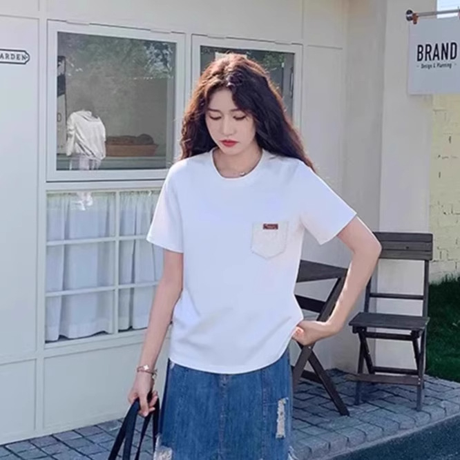 Set fustă-top cu dantelă și fustă din denim (Poliester 80–90%, Lungime fustă: midi, Mâneci: 3/4, Vară 2025)