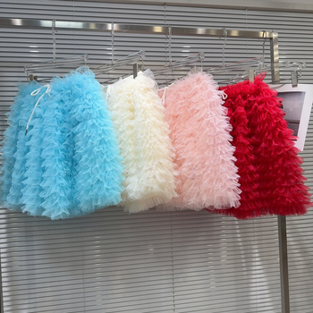 Puff szoknya, Friss és édes stílus, Hálós anyag, Pamut tartalom 30% alatt, Rövid fazon