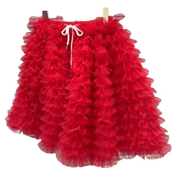 Puff szoknya, Friss és édes stílus, Hálós anyag, Pamut tartalom 30% alatt, Rövid fazon