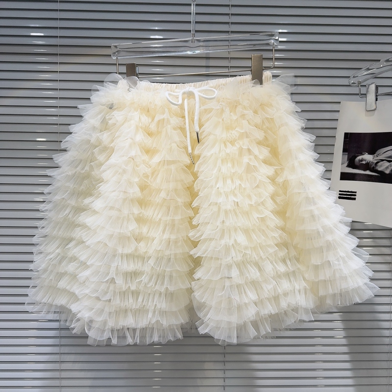 Puff szoknya, Friss és édes stílus, Hálós anyag, Pamut tartalom 30% alatt, Rövid fazon