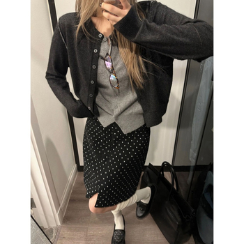 Suknja s točkicama (poliester; hip silueta; srednja duljina; flokiranje; jesen 2025)