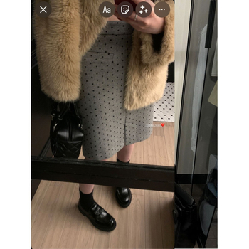 Suknja s točkicama (poliester; hip silueta; srednja duljina; flokiranje; jesen 2025)