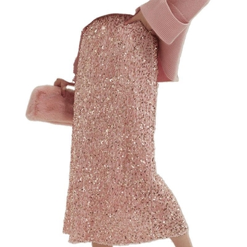 Monokromatska A-linijska midi suknja, baršun/poliester tkanina, mikroelastična