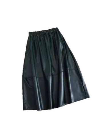 PU kožna suknja, A-linija, visoki struk, srednja duljina, zimska 2024