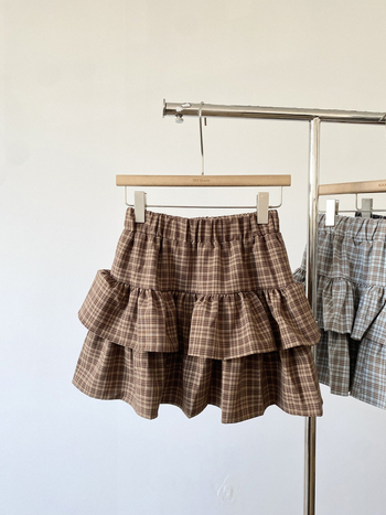 Patchwork karirana puff suknja s volanima, poliestersko platno, 95%+ poliestera, mikroelastična