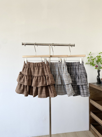 Patchwork karirana puff suknja s volanima, poliestersko platno, 95%+ poliestera, mikroelastična