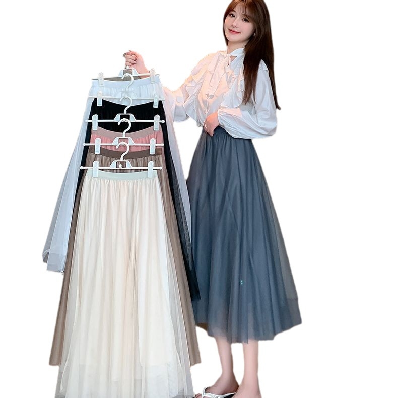 Női A-vonalú midi szoknya, poliészter-elasztán keverék, gumis derekú