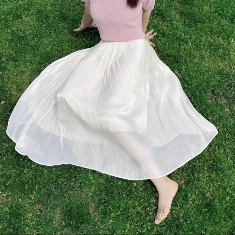 Női A-vonalú midi szoknya, poliészter-elasztán keverék, gumis derekú