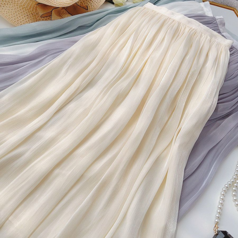 Női A-vonalú midi szoknya, poliészter-elasztán keverék, gumis derekú