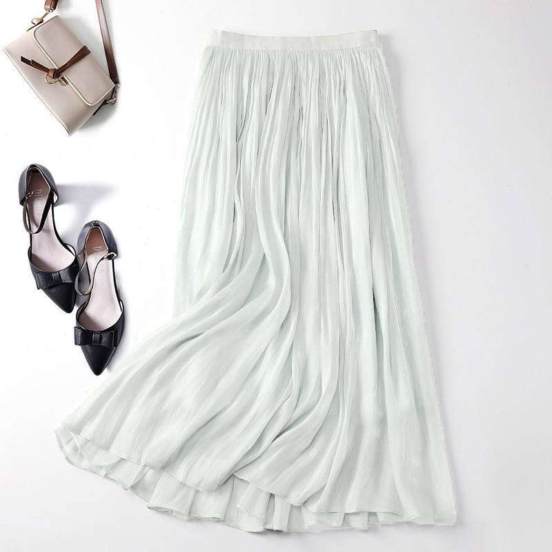 Női A-vonalú midi szoknya, poliészter-elasztán keverék, gumis derekú