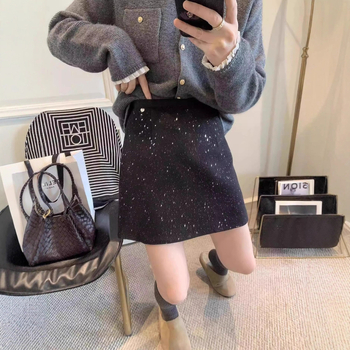 A-vonalú sequin szoknya poliészterből, mikroelasztikus, típus A, vasalás nélkül