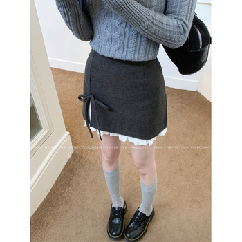 Chenille anyagú A-vonalú mini szoknya, 2024 ősz bemutató, nőies elegáns stílus