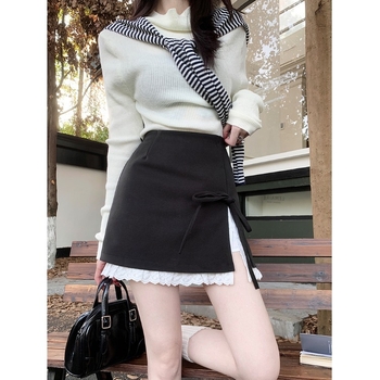 Chenille anyagú A-vonalú mini szoknya, 2024 ősz bemutató, nőies elegáns stílus