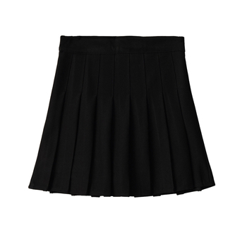 Pliszírozott gyapjú szoknya, magas derekú A-vonal, 95% poliészter, redős textúra, egyetemi stílus