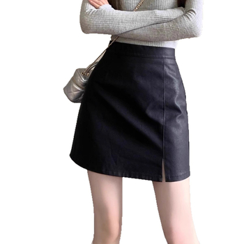 A-vonalú PU bőr szoknya cipzárral, rövid hossz, 2025 tavaszi megjelenés