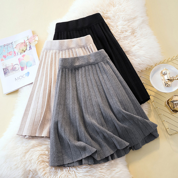 Kötött pliszírozott midi szoknya magas derekú, poliészter, mikroelasztikus, mindennapi stílus