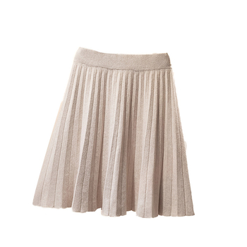 Kötött pliszírozott midi szoknya magas derekú, poliészter, mikroelasztikus, mindennapi stílus